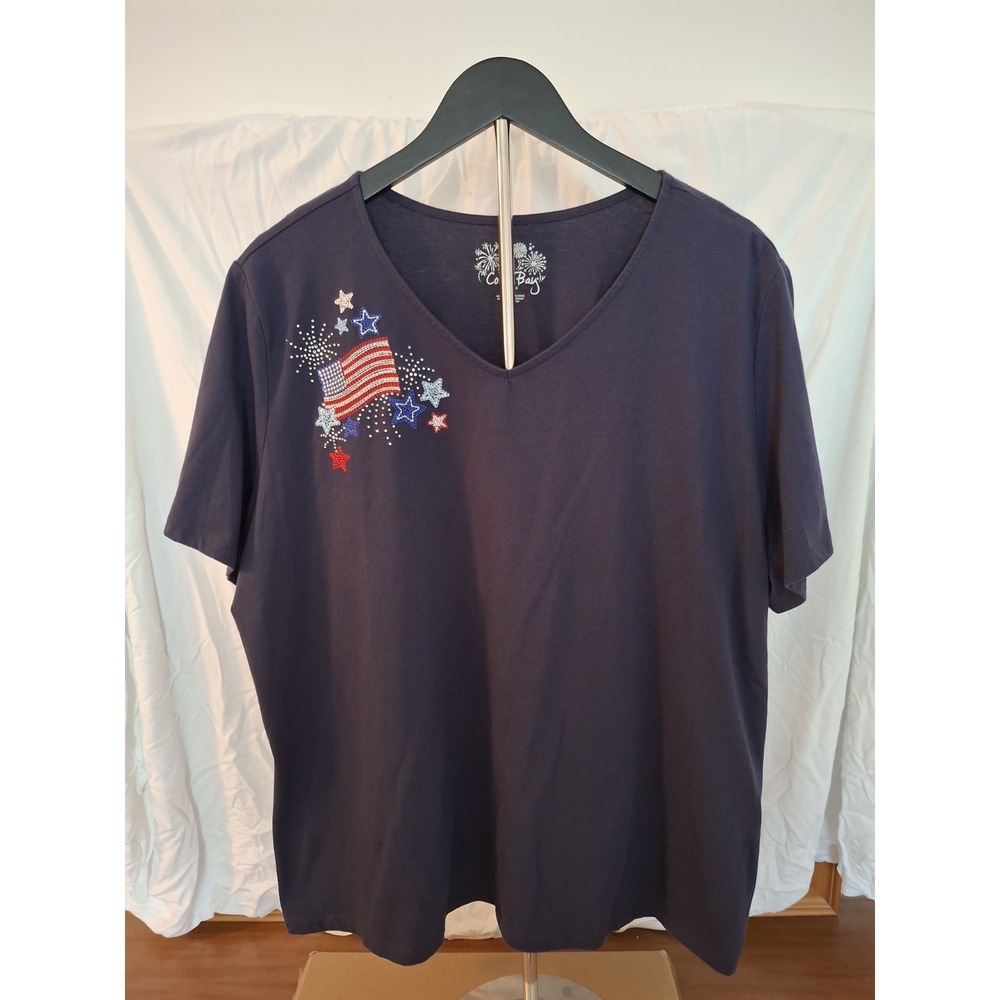 Womens Navy Coral Bay Top. American Flag Design. Get It Before 4th Of July!!! 2X